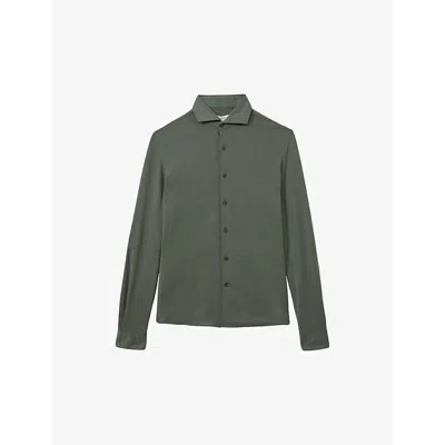 Reiss Mens  Bobby Cutaway-collar Slim-fit Woven Shirt In Green Smoke