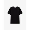 Reiss Mens Bradley Stitched-trim Stretch Woven-blend T-shirt Black