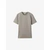 Reiss Mens Bradley Stitched-trim Stretch Woven-blend T-shirt Taupe In Gray