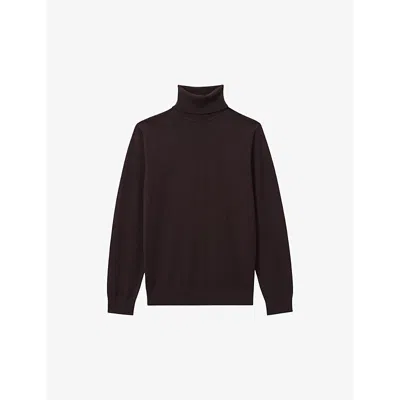 Reiss Mens Dark Bordeaux Caine Turtleneck Wool Jumper