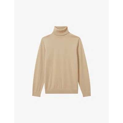 Reiss Mens Washed Stone Caine Turtleneck Wool Jumper