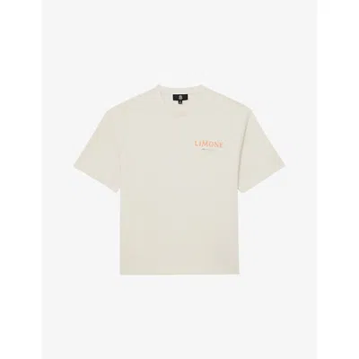 Reiss Mens  Calvino Graphic-print Relaxed-fit Cotton T-shirt In White