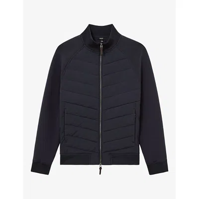 Reiss Mens  Calvorn Quilted Cotton-blend Jacket In Navy
