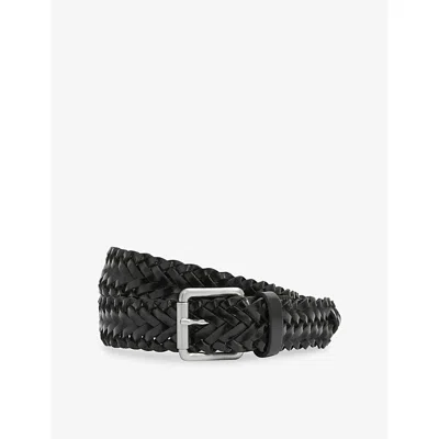Reiss Mens Black Carlton Woven Leather Belt