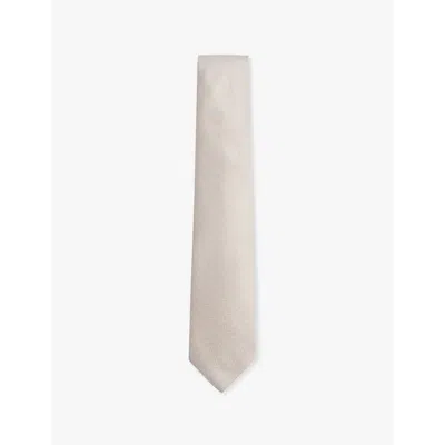 Reiss Mens  Ceremony Textured Silk T In Oatmeal
