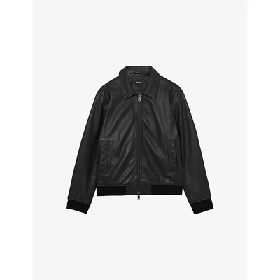 Reiss Mens Black Charl Collared Leather Jacket