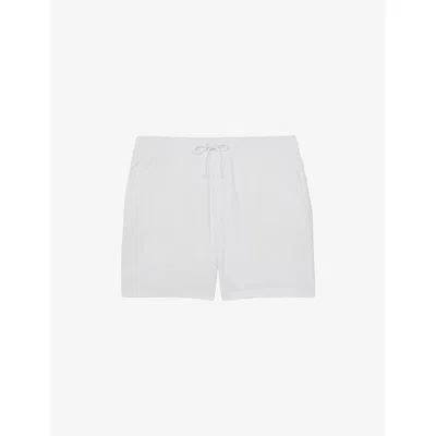 Reiss Cliff Plain Drawstring 4.9 Swim Shorts In White