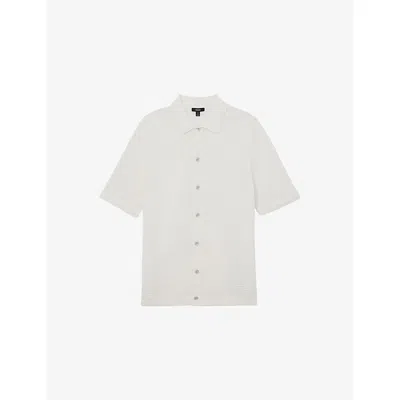 Reiss Mens White Clifton Textured Knitted Shirt Xs
