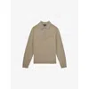 Reiss Mens Light Sage Green Clinton Patch-pocket Long-sleeve Cotton Polo In Brown