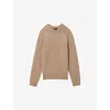 Reiss Mens Camel Brown Cloud Crew-neck Regular-fit Wool-blend Jumper