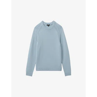 Reiss Soft Blue Cloud Wool Blend Raglan Sleeve Jumper