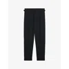 Reiss Mens Navy Complex Side-adjuster Tapered-leg Woven Trousers In Black