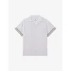 Reiss Mens White Contrast-cuff Short-sleeve Woven Shirt In White