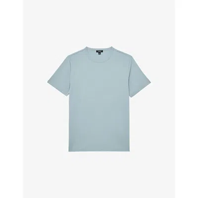 Reiss Mens Powder Blue Count Tailored-fit Cotton T-shirt