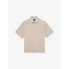 Reiss Mens Oatmeal Coupe Floral-jacquard Short-sleeve Woven Shirt In White
