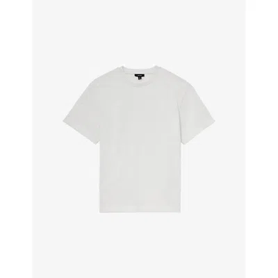 Reiss Mens White Cox Jacquard-wave Stretch-woven T-shirt