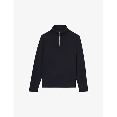 Reiss Mens  Creek Half-zip Corduroy Shirt In Navy