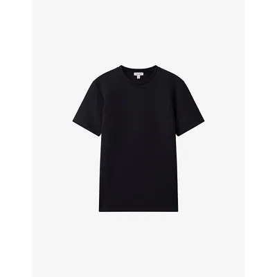 REISS MENS CREWNECK SHORT-SLEEVE STRETCH-JERSEY T-SHIRT NAVY BLUE XL