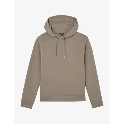Reiss Mens  Dane Relaxed-fit Jersey Hoody In Mushroom Brown