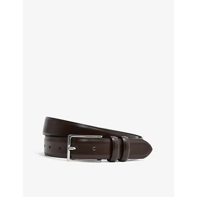 Reiss Mens  Dante Adjustable Leather Belt In Chocolate