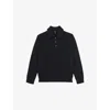 Reiss Mens Deansgate Polo-collar Wool And Cashmere-blend Jumper Navy Xl In Black