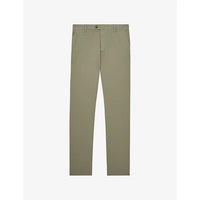 Reiss Mens  Dobby Slim-fit Straight-leg Cotton Trousers In Gray