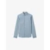 Reiss Mens Blue Draper Cutaway-collar Regular-fit Cotton Shirt Xs In Blue