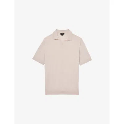 Reiss Mens Beige Duchie Knitted Wool Polo Shirt Xl In Neutral