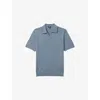 Reiss Duchie Johnny Collar Short Sleeve Wool Polo Sweater In Airforce Blue