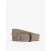 Reiss Mens Stone Elmont Woven Belt In Gray