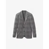 Reiss Grey Checked Single Breasted Blazer With Wool In Grey