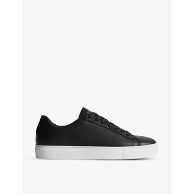 REISS MENS BLACK FINLEY LEATHER LOW-TOP TRAINERS EUR 43 / 9 UK,55854048