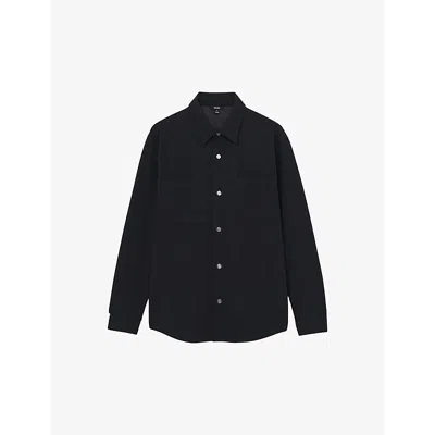 Reiss Mens  Fitzroy Chest-pocket Corduroy Overshirt In Navy