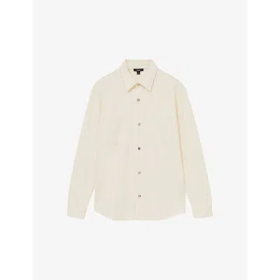 Reiss Mens  Fitzroy Chest-pocket Corduroy Overshirt In Off White