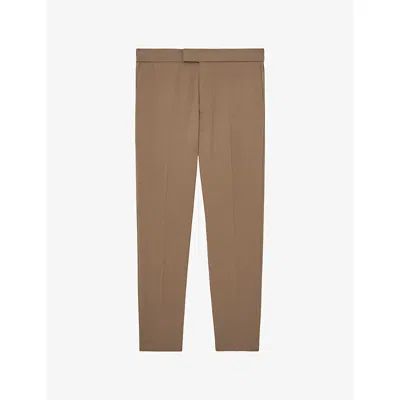 Reiss Mens Camel Found Slim-fit Stretch-woven Trousers In Brown