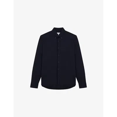 Reiss Mens Greenwich Slim-fit Long-sleeve Cotton Shirt Navy