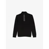 Reiss Mens Black Hale Half-zip Jersey Sweatshirt
