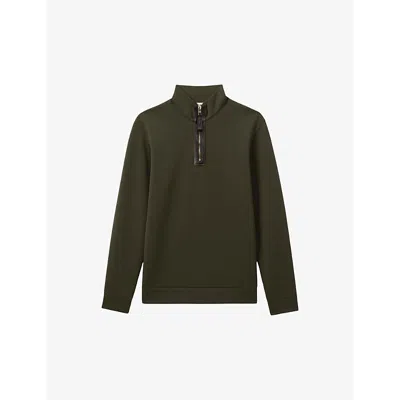 Reiss Mens Forest Green Hale High-neck Stretch-jersey Sweatshirt