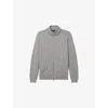Reiss Mens  Hampshire Funnel-neck Knitted Wool Cardigan In Warm Grey Melange