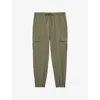 Reiss Mens Olive Hold Patch-pocket Tapered-leg Stretch-jersey Cargo Trousers