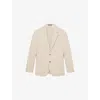 Reiss Mens Oatmeal White Bay Notch-lapel Single-breasted Seersucker Stretch-cotton Blazer In Gray