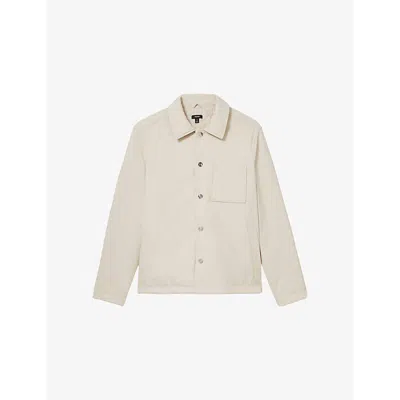 Reiss Mens Hyde Patch-pocket Regular-fit Padded Shell Overshirt Stone