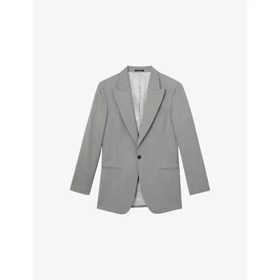 Reiss Mens Mid Grey Inspired Single-breasted Wool Blazer In Gray