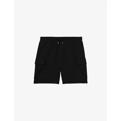 Reiss Mens Black  Interlock Cargo Woven Shorts Xs
