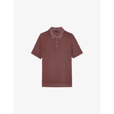 Reiss Mens  Jackdaw Regular-fit Merino Wool Polo Shirt In Pink