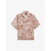 Reiss Soft Pink Relaxed Printed Cuban Collar Shirt In Soft Pink