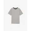 Reiss Mens White Navy June Heavyweight Striped Cotton-jersey T-shirt