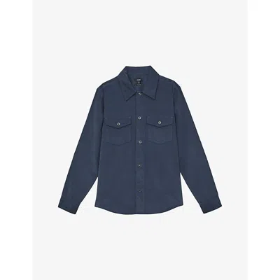 REISS MENS AIRFORCE BLUE KAI TWIN-POCKET REGULAR-FIT CORDUROY OVERSHIRT XS