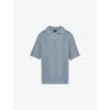 Reiss Kansas Open Collar Stripe Textured Knitted Polo Shirt In Airforce Blue