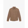 Reiss Mens Camel Kappo Patch-pocket Stretch-cotton Overshirt In Brown